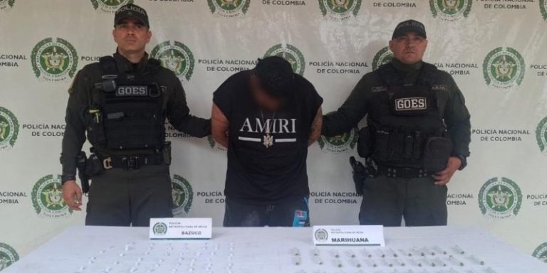 Autoridades capturan a un hombre de 20 años por microtráfico en Neiva