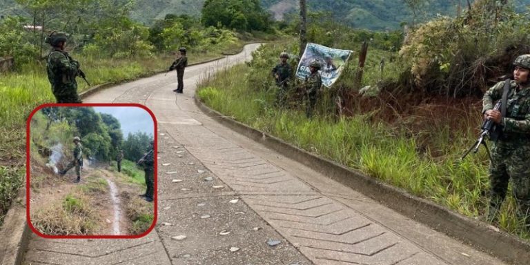 Tropas del Ejército retiran material de grupo armado en Chapinero, Neiva