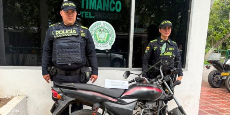 Recuperan motocicleta con reporte por hurto durante operativo del Plan Cazador en Neiva