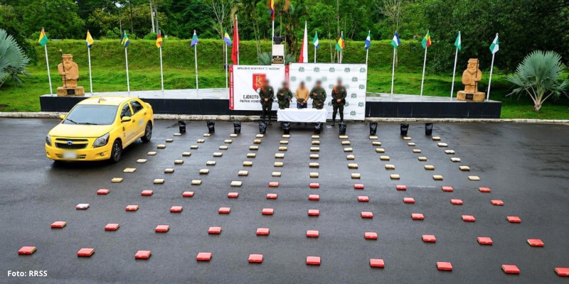 Golpe al narcotráfico en Huila: incautan 131 kilos de marihuana en un taxi